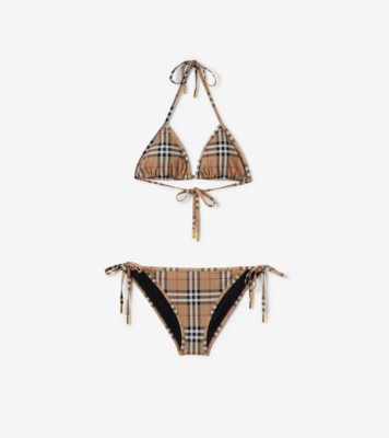 Check Triangle Bikini in Archive beige Women Nylon Burberry Official