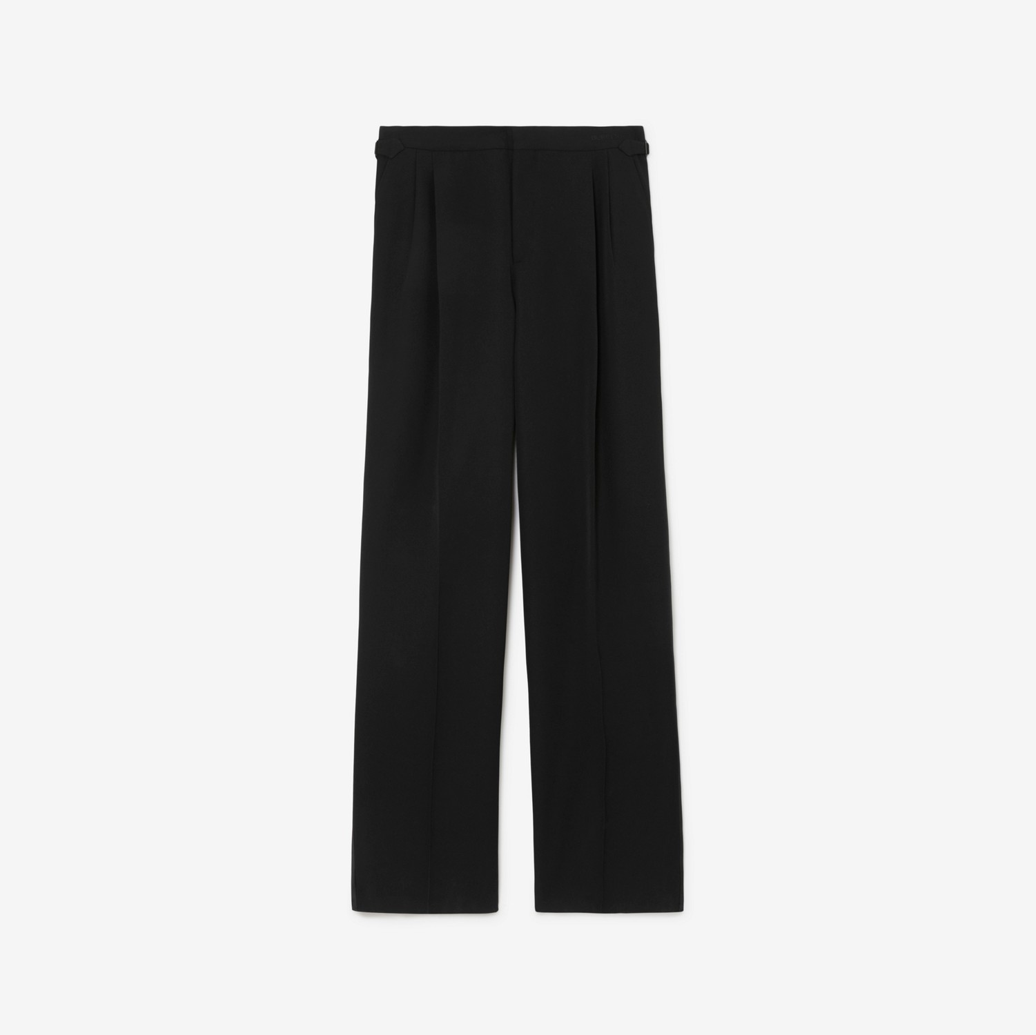 Calças estilo pantalona de lã com listras laterais (Preto) - Homens | Burberry® oficial