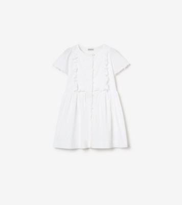 Logo Stretch Cotton Dress in White | Burberry® Official