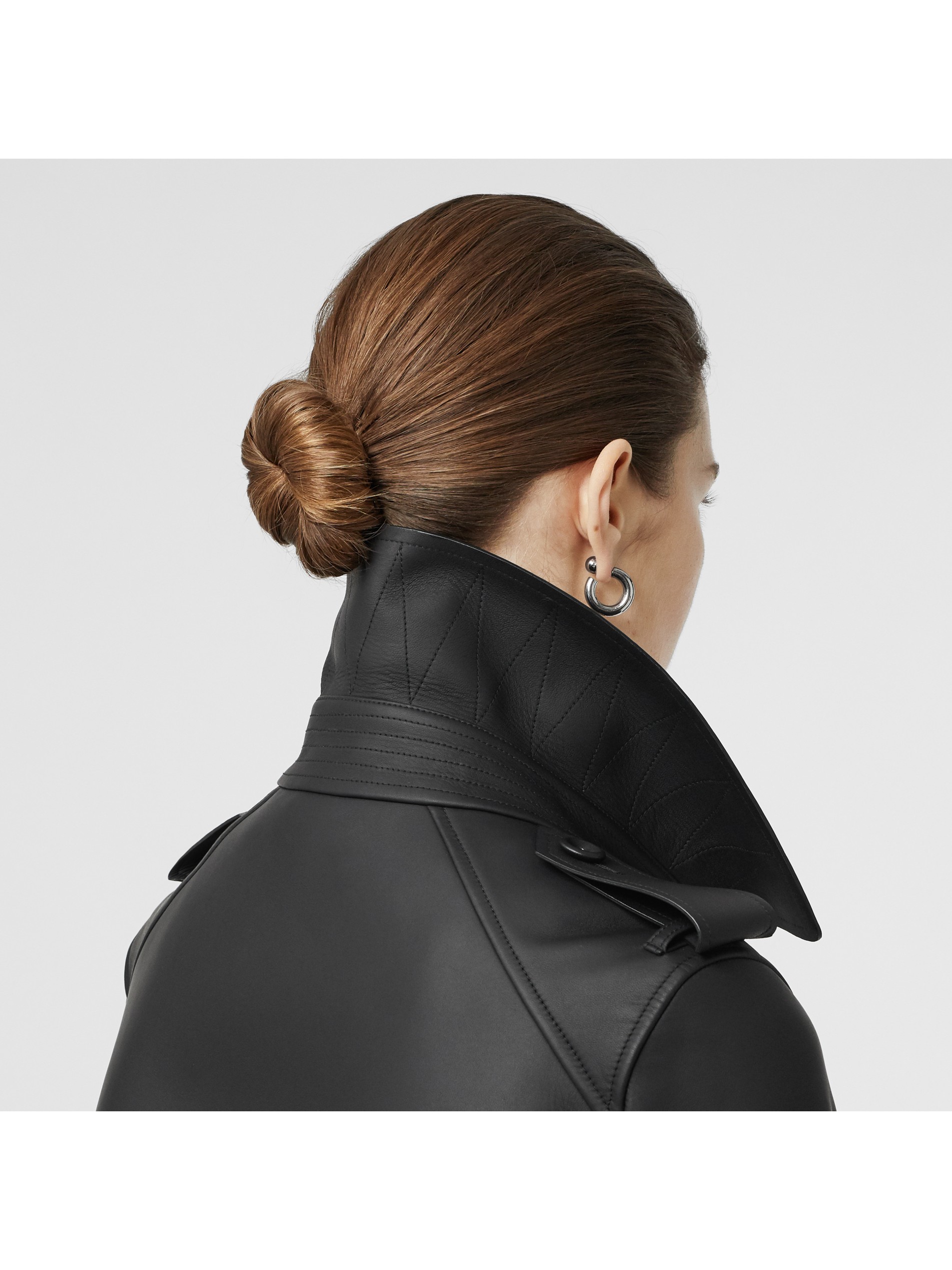 black lambskin wrap trench coat image51