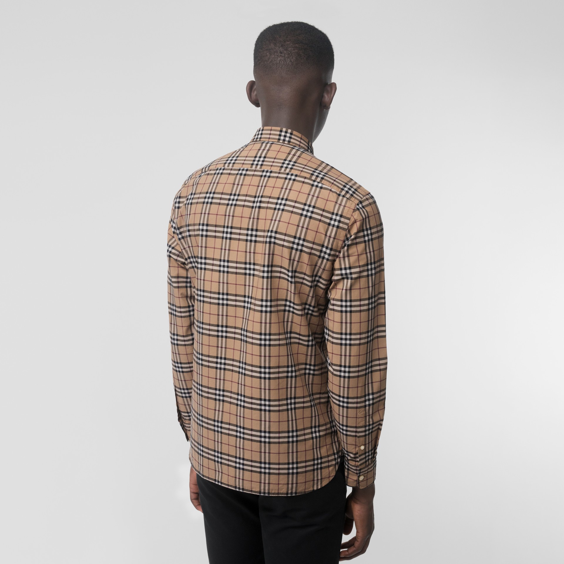 Check Cotton Shirt in Camel - Men | Burberry United States