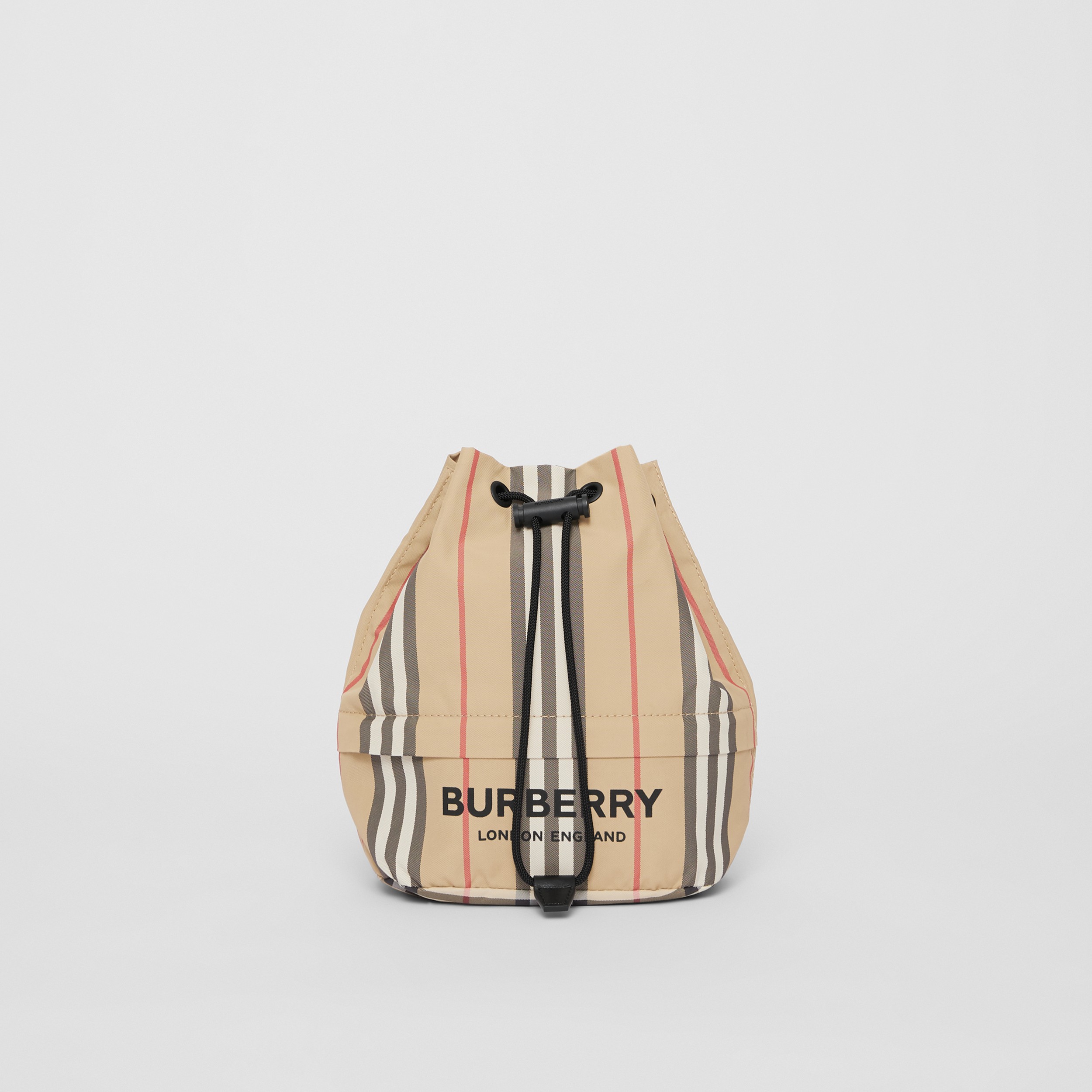 Icon Stripe Nylon Drawcord Pouch in Archive Beige - Women | Burberry® Official - 1