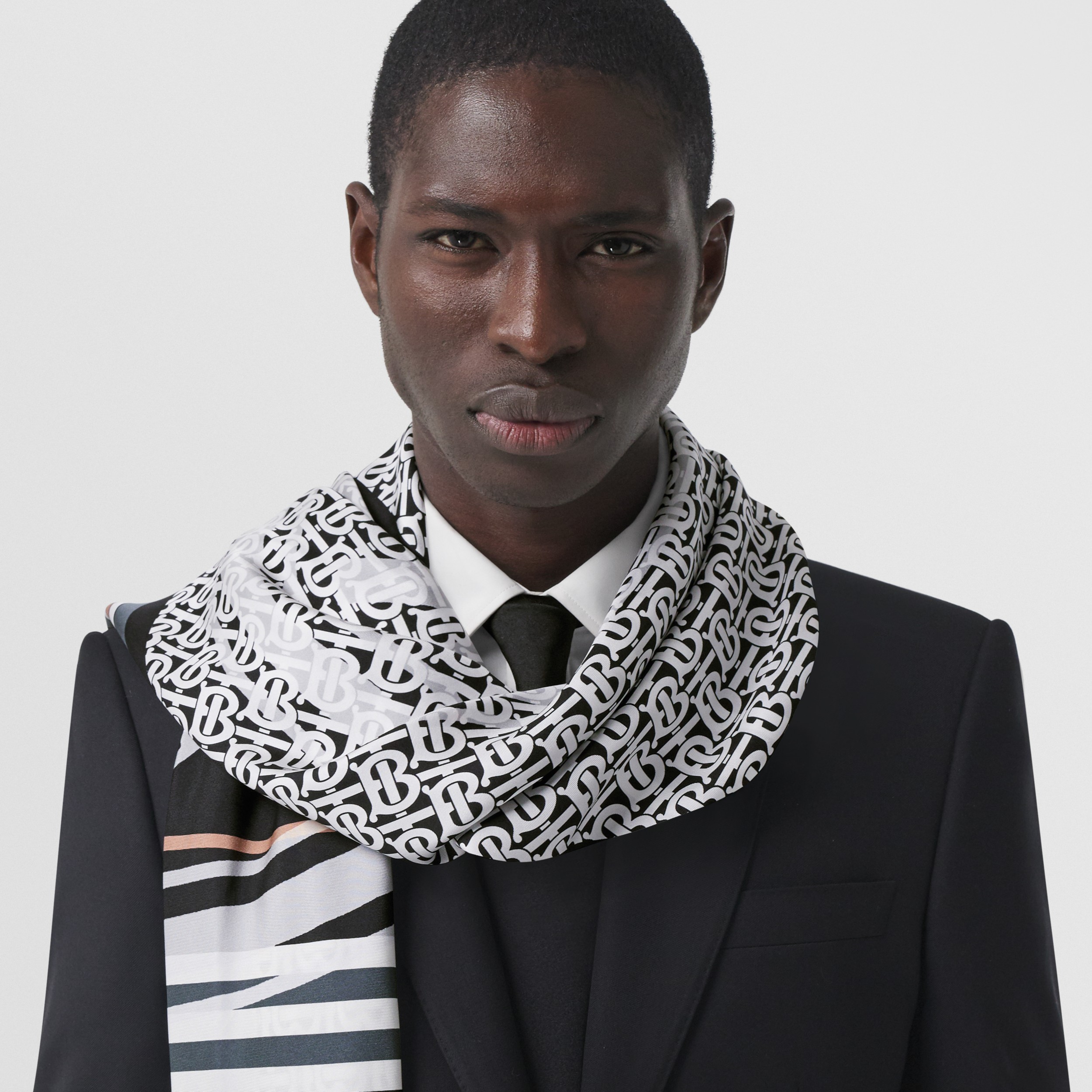 Montage Print Silk Square Scarf in Monochrome | Burberry® Official