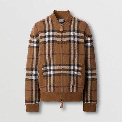 Black for Men Burberry Striped Wool And Cashmere Cardigan in Brown Mens Sweaters and knitwear Burberry Sweaters and knitwear 