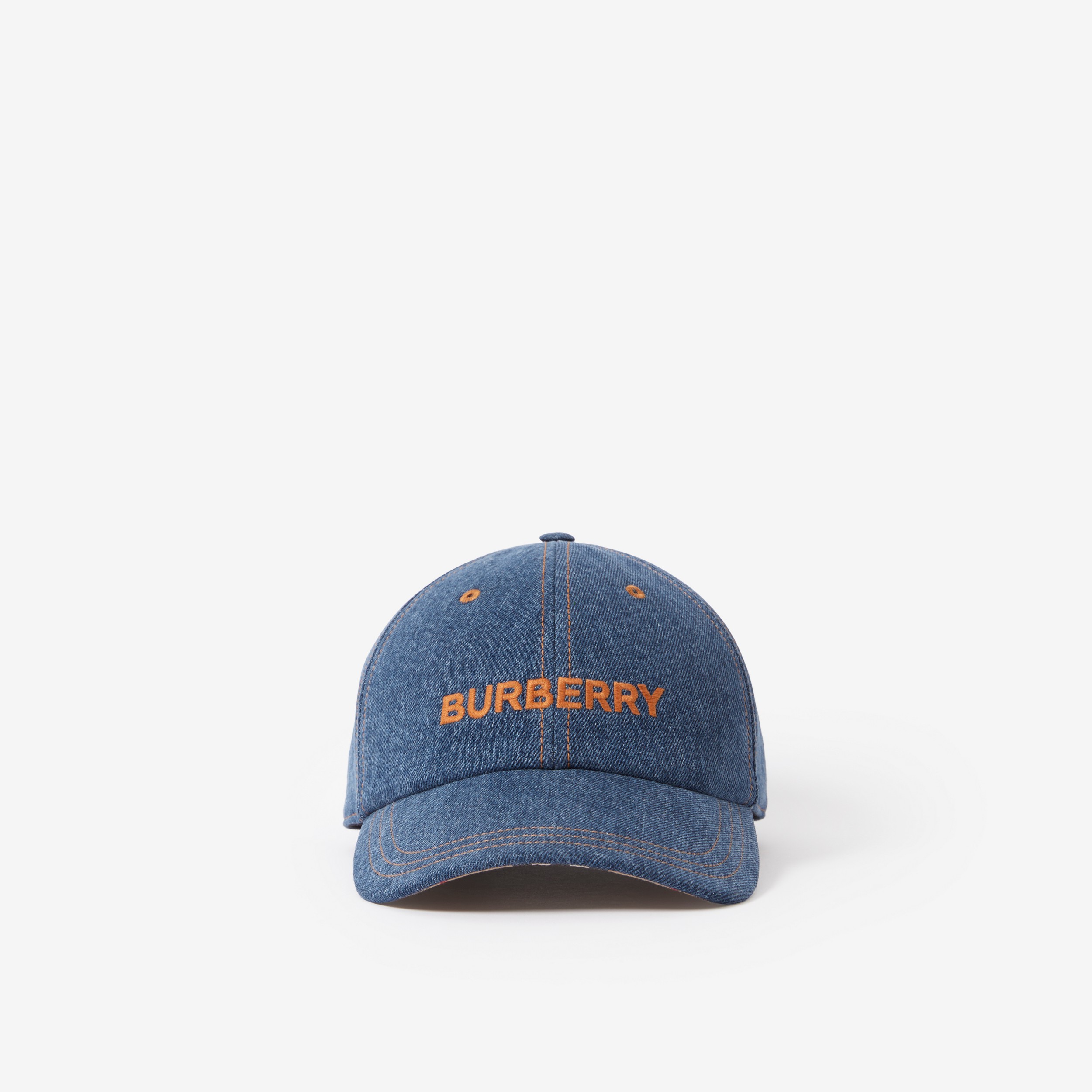 Embroidered Logo Denim Baseball Cap in Washed Indigo | Burberry® Official - 1