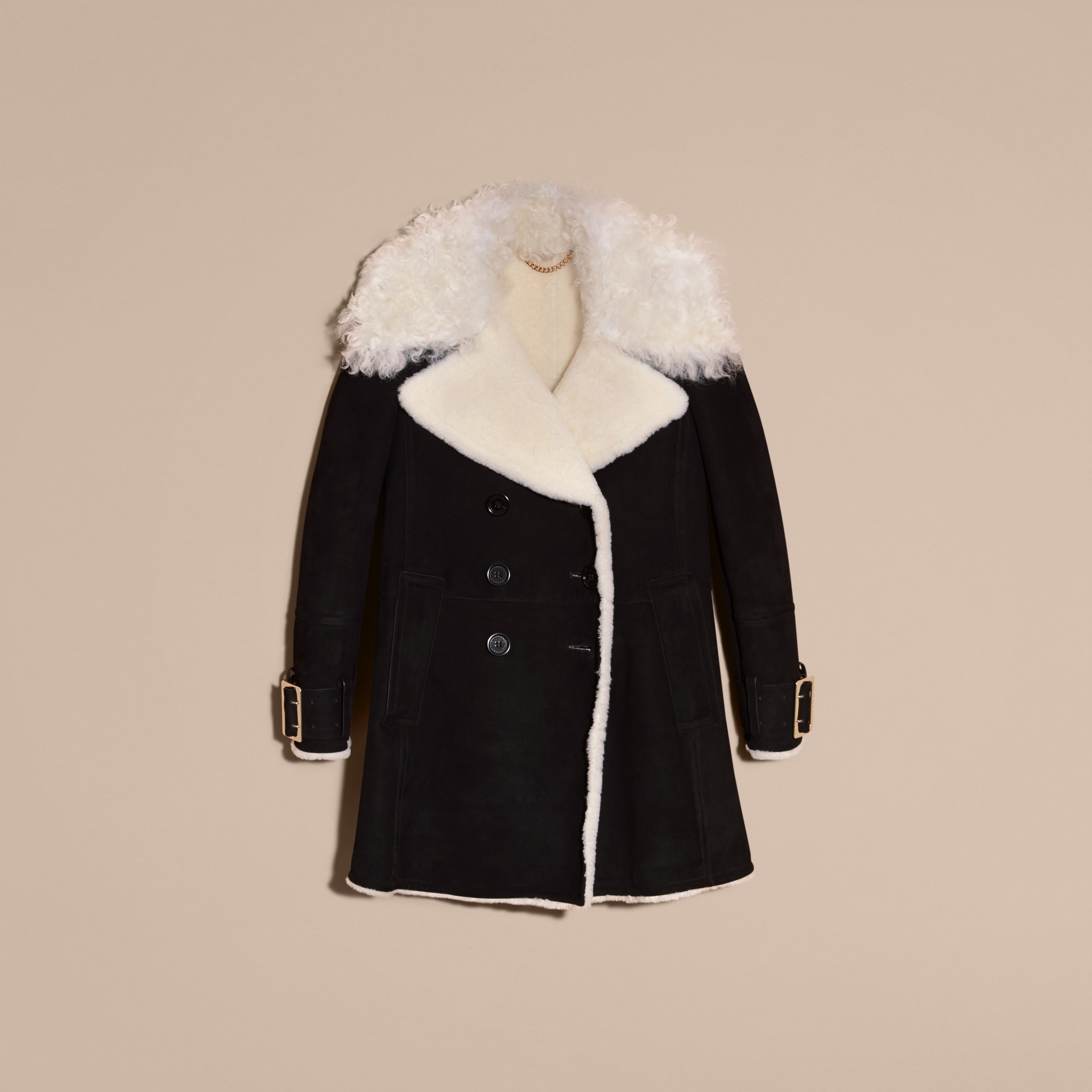 Double-breasted Suede and Shearling Coat | Burberry