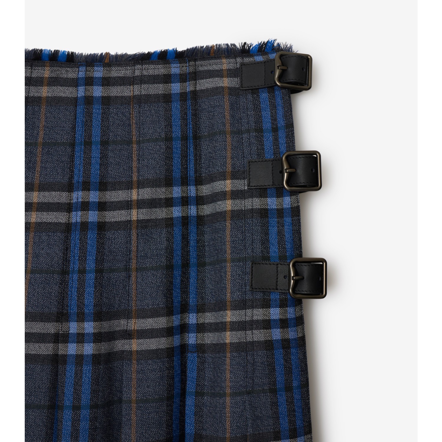 Check Wool Midi Kilt in Bright oxford blue/light granite - Women | Burberry® Official
