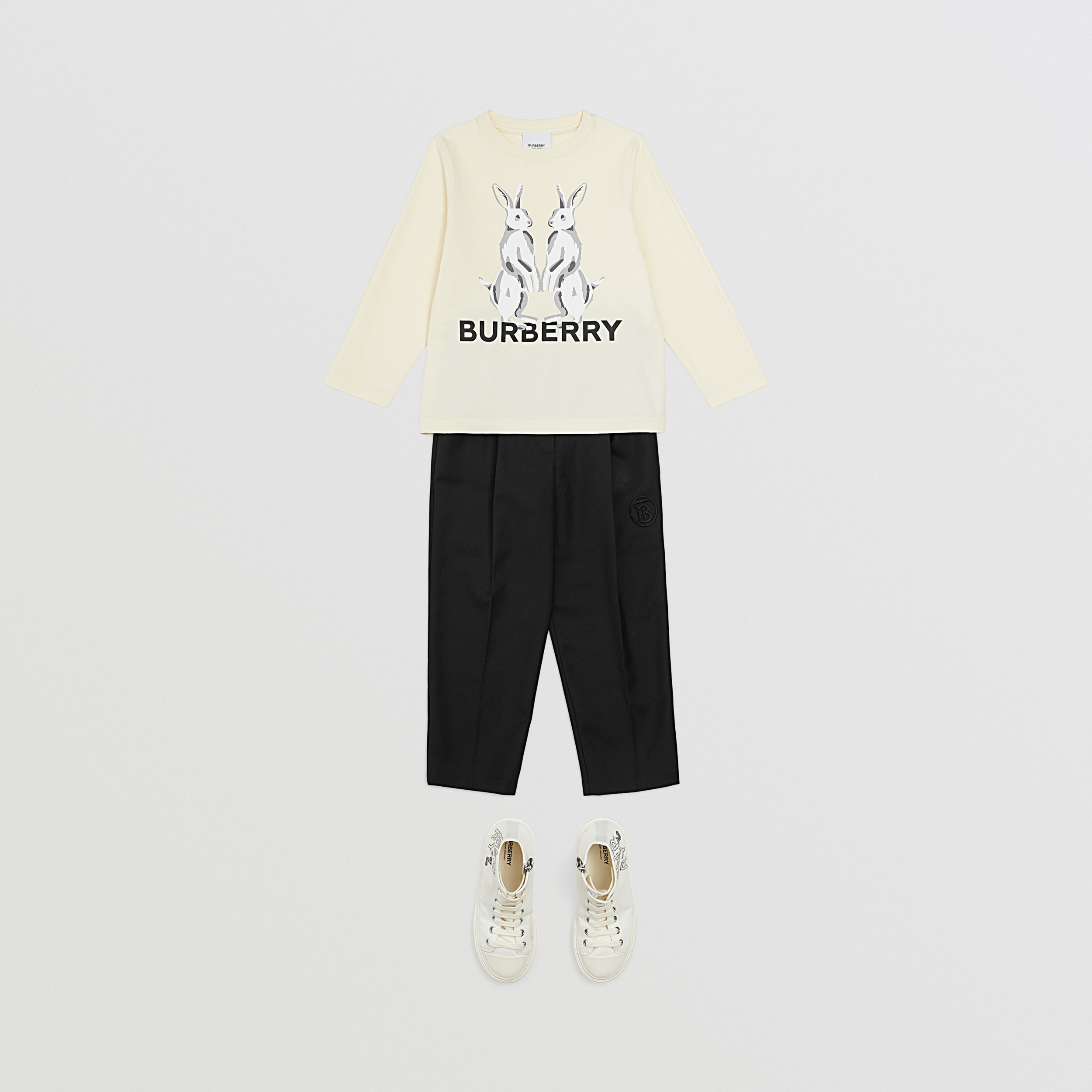 Animal Kingdom Print Cotton T-shirt in Warm Ivory - Children | Burberry® Official - 3
