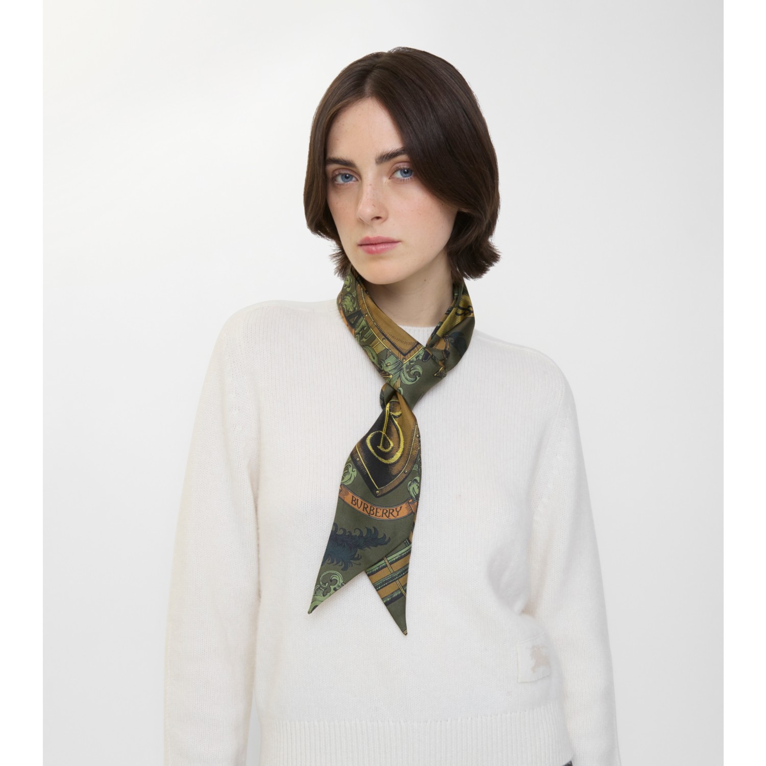 Skinny Reversible Etched Knight Silk Scarf