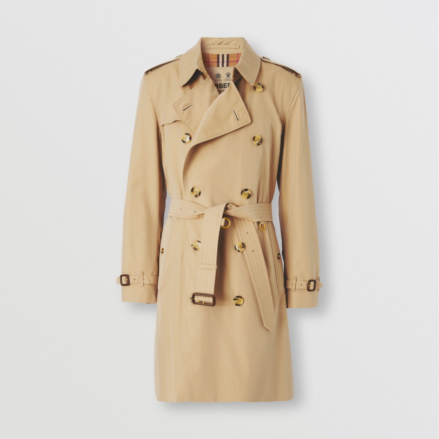 New with Tag Burberry Men Kensington Mid Length Trench Coat Honey