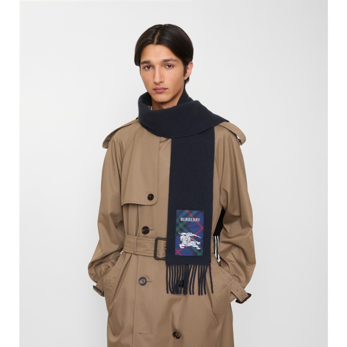  Check Label Cashmere Scarf