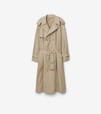 Long Silk Trench Coat in Millet - Women | Burberry® Official