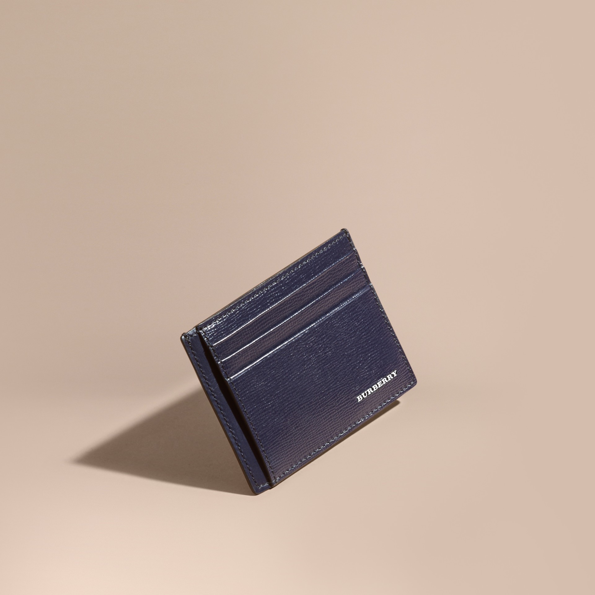London Leather Card Case in Dark Navy Men Burberry United States
