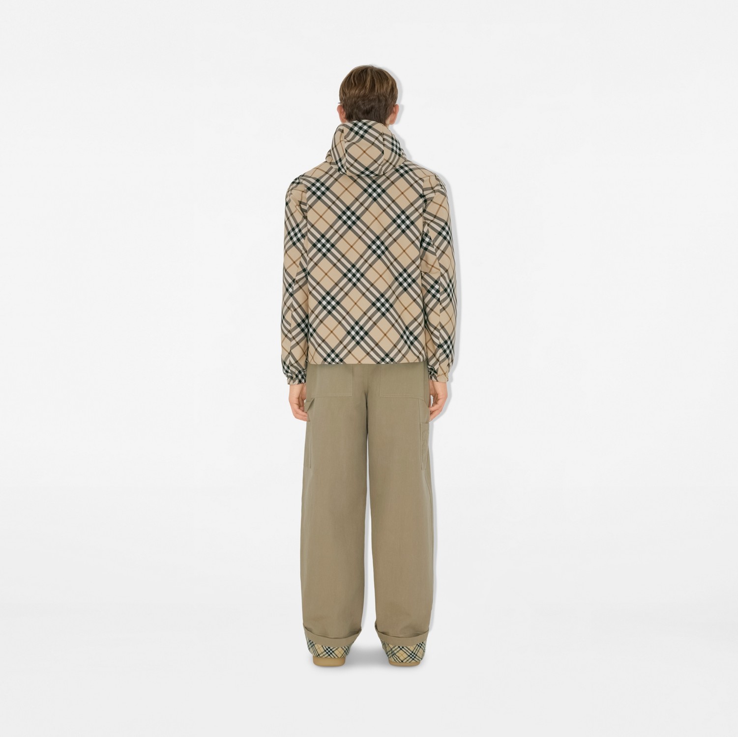 Reversible Check Hooded Jacket in Grain - Men, Technical Reversible Check Hooded Jacket in Grain - Men, Technical