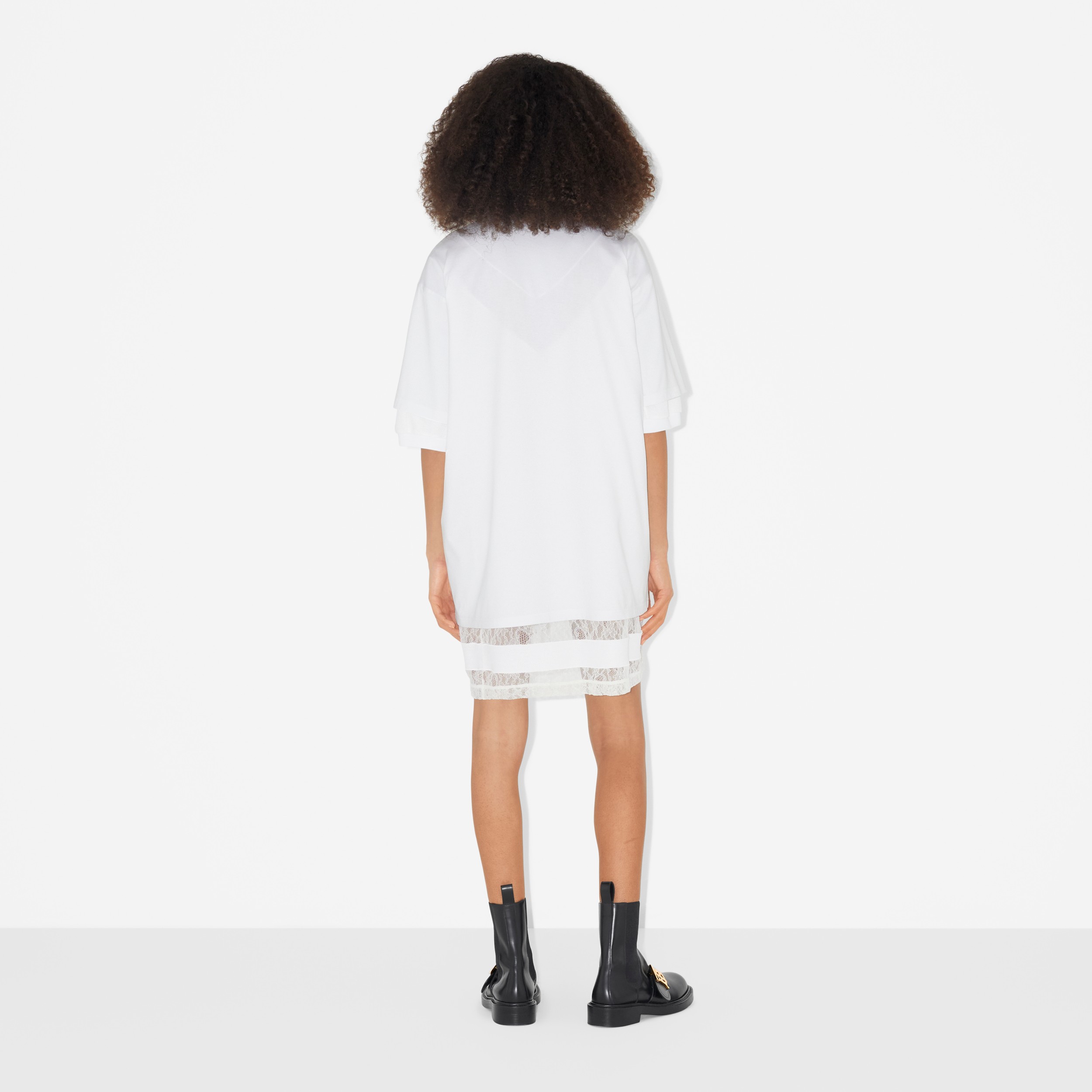 Oak Leaf Crest Cotton Oversized T-shirt in White - Women | Burberry® Official - 4