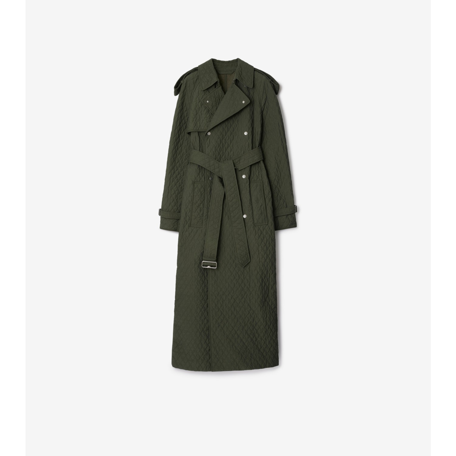 Trench lungo in nylon trapuntato