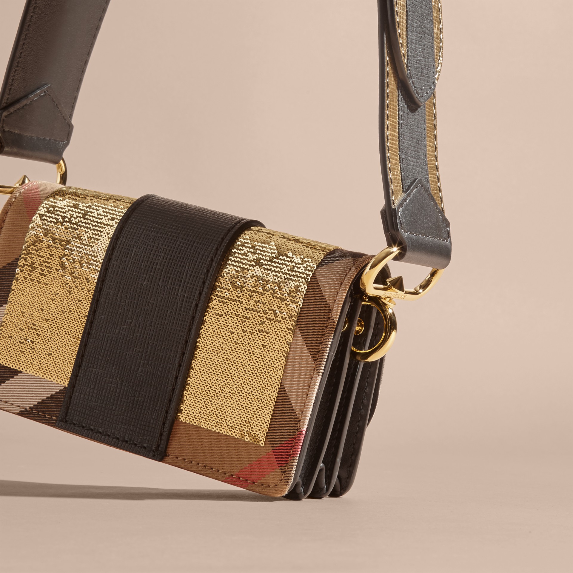 The Small Buckle Bag in Sequins and House Check Burberry