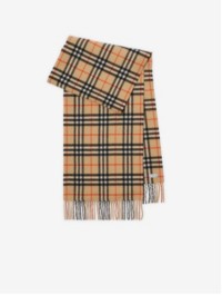 Wide Check Cashmere Scarf in Sand