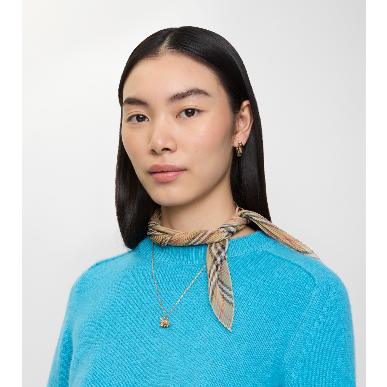 Check Silk Chiffon Scarf