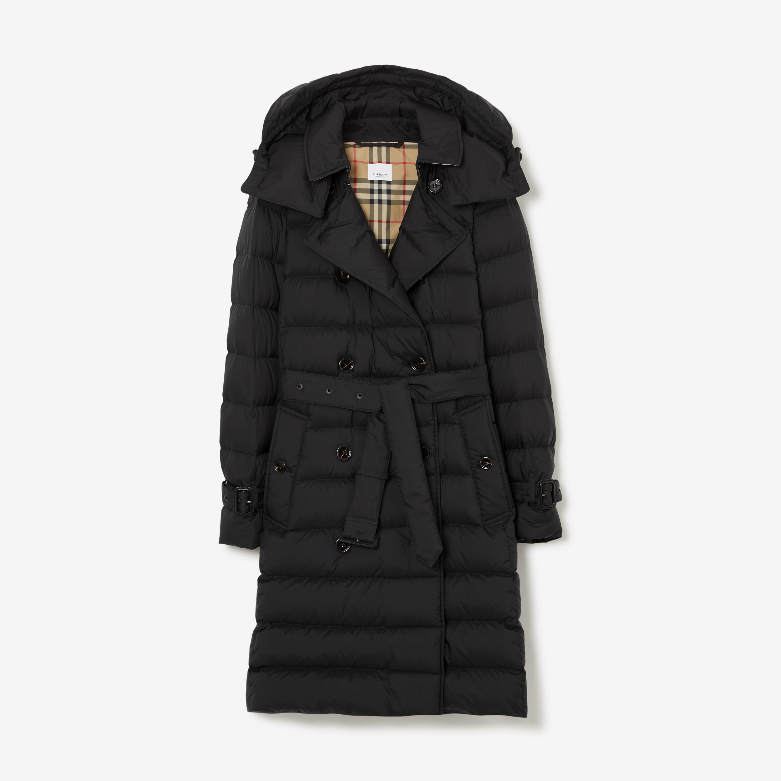 Abrigo con relleno de plumón y capucha extraíble (Negro) - Mujer | Burberry® oficial - 1