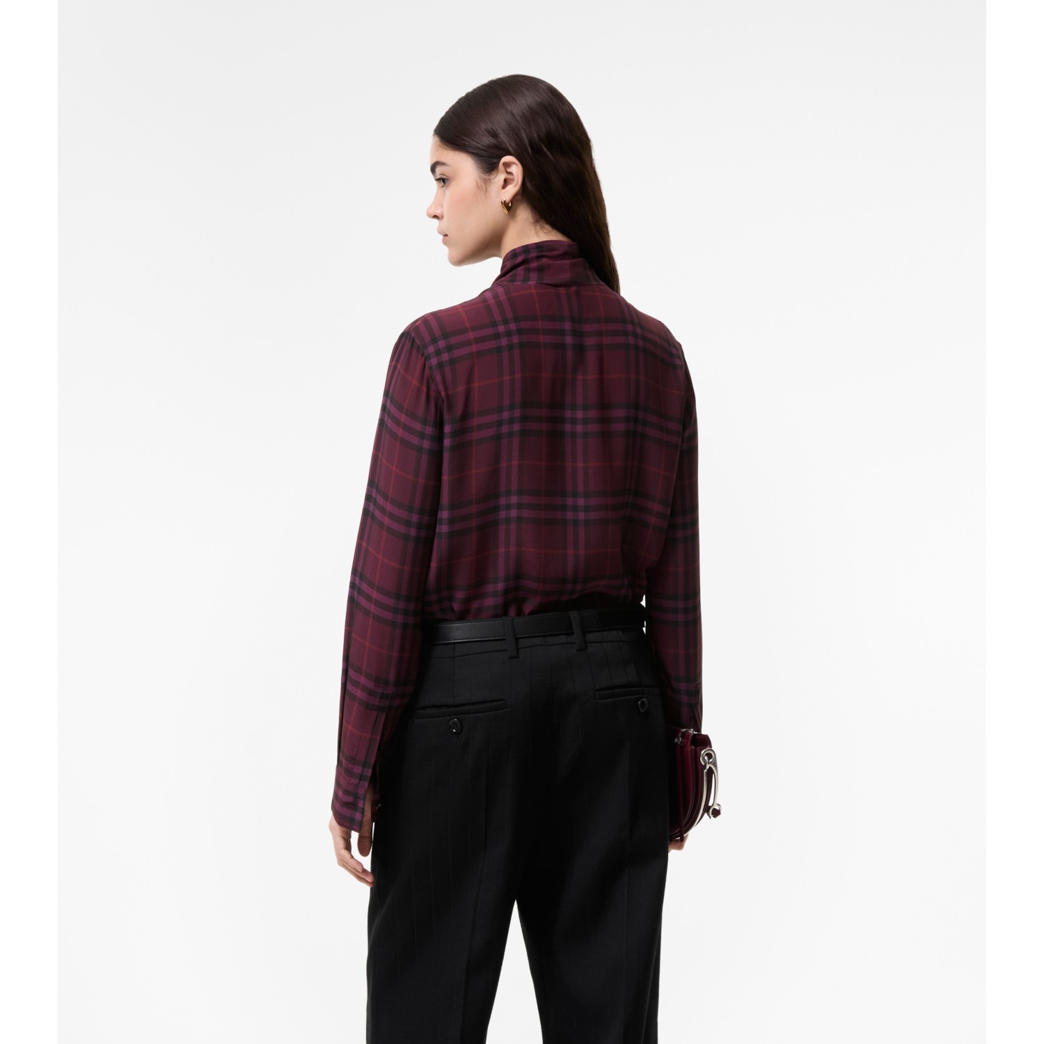 Check Silk Scarf Blouse - thumbnail 3