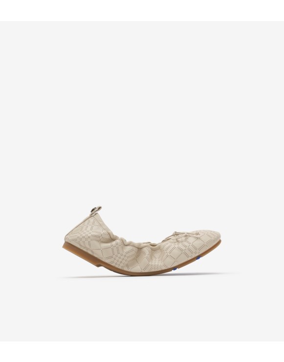 Check Leather Fawn Ballerinas​