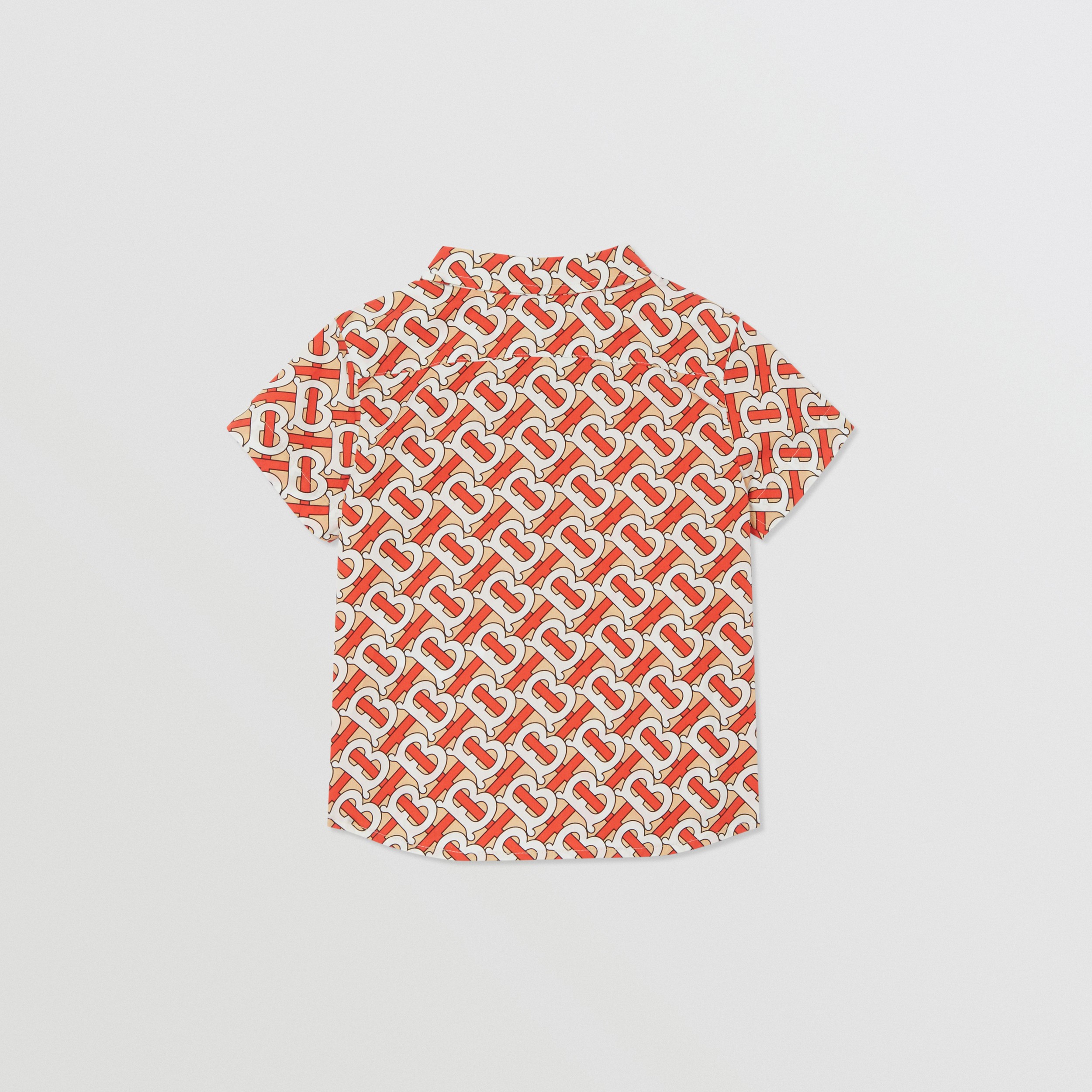 Short-sleeve Monogram Print Cotton Poplin Shirt in Vermilion Red ...