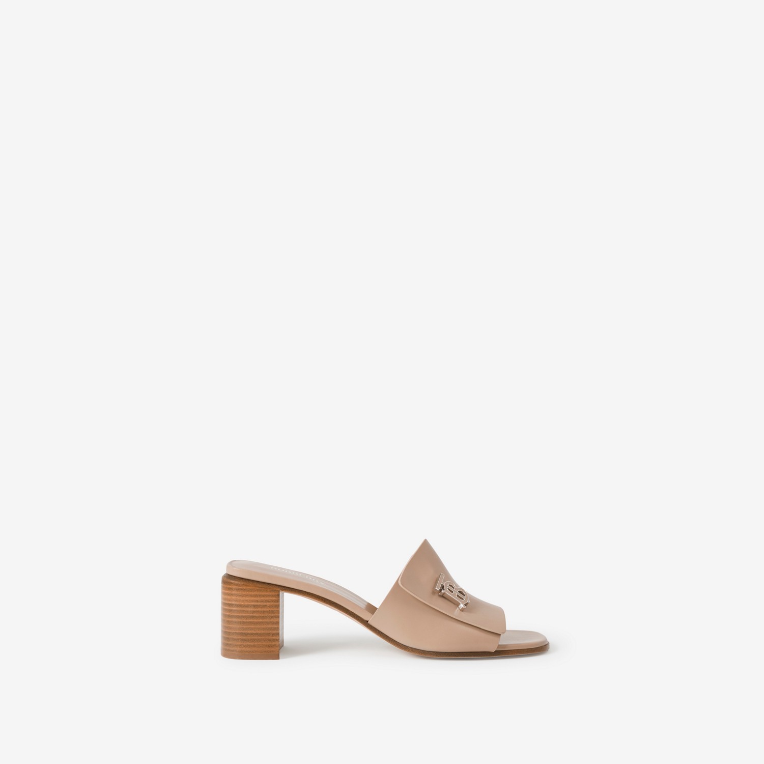 Monogram Motif Leather Mules in Light Almond Brown - Women | Burberry® Official