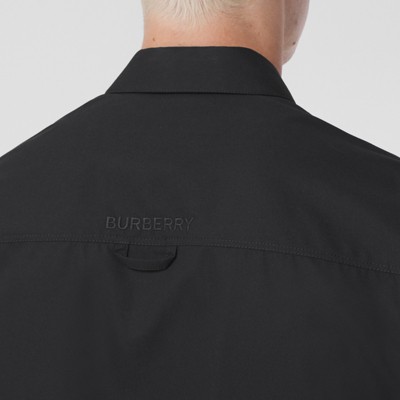 D-ring Detail Short-sleeve Cotton Gabardine Shirt in Black - Men 