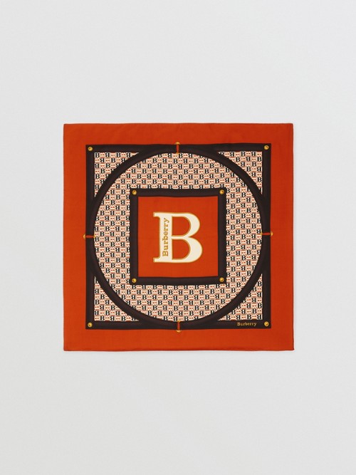 Burberry 典藏围巾印花丝质方巾 In 브론즈