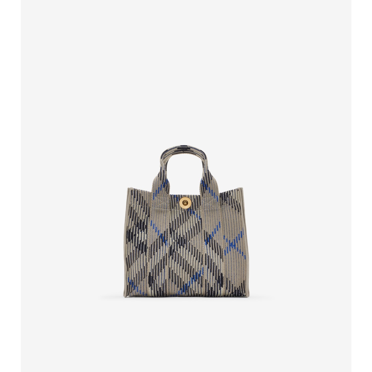 Mini Check Knitted Tote in Lichen Women Burberry Official