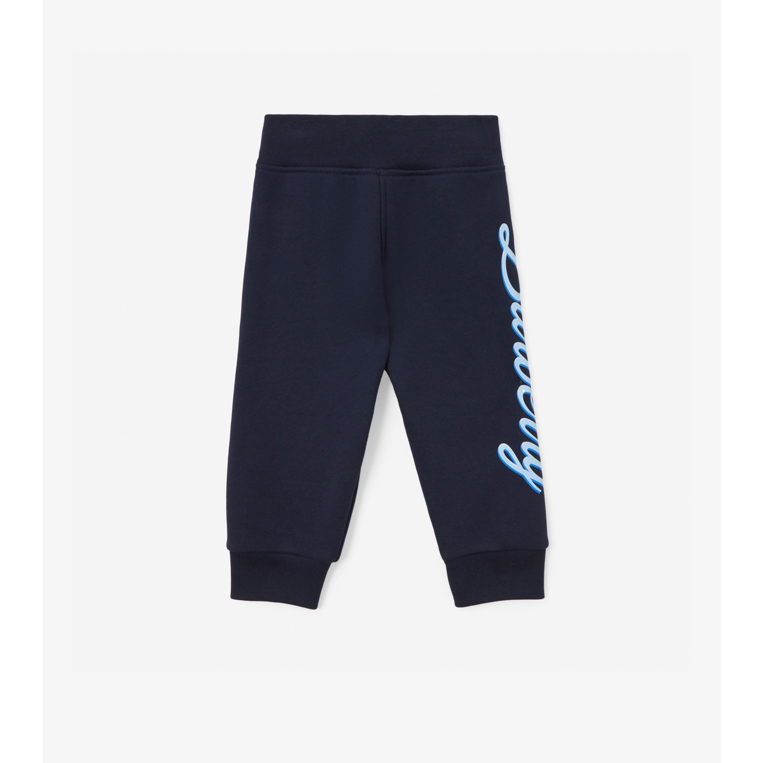 Logo Script Print Cotton Jogging Pants in Deep Charcoal Blue - Children ...