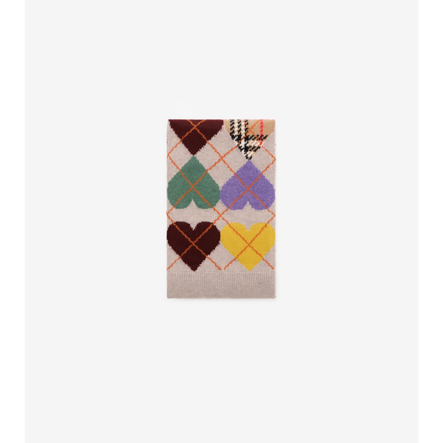 Heart Argyle Wool Cashmere Scarf