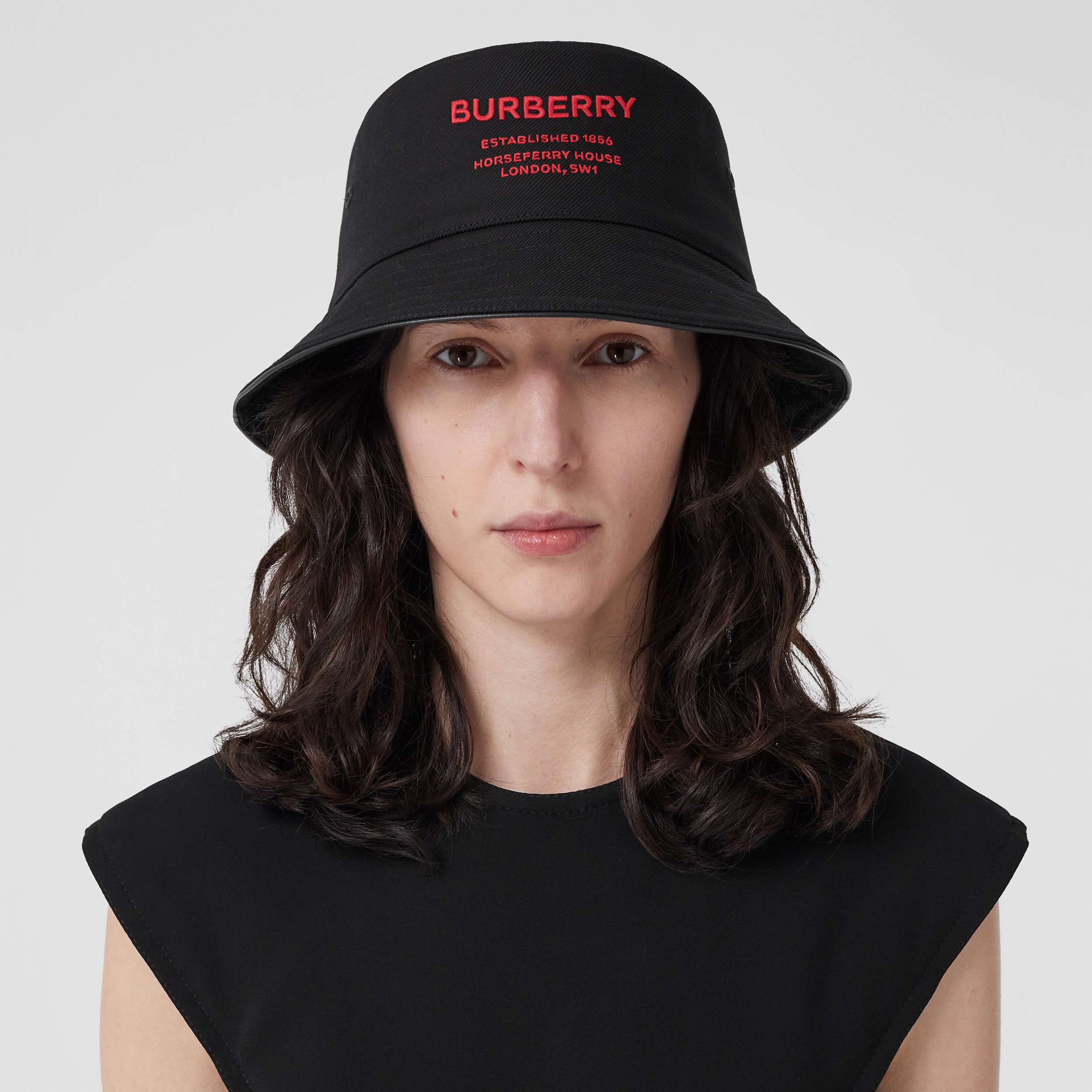Sombrero de pesca en algodón con motivo Horseferry (Negro) | Burberry® oficial - 2