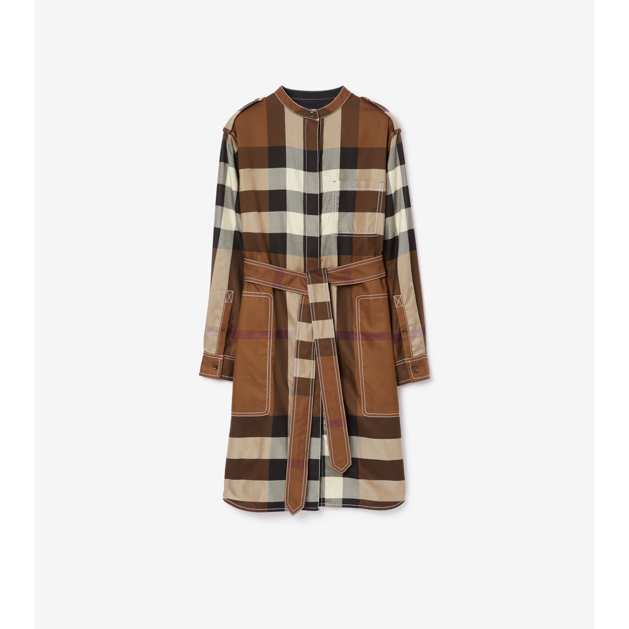 チェック コットン シャツドレス (ダークバーチブラウン) - ウィメンズ, コットン | Burberry®公式サイト