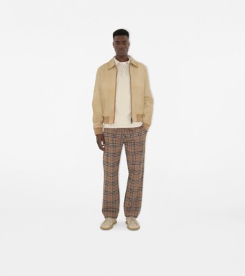 Check Cotton Blend Zip Hoodie in Nut - Men | Burberry® Official