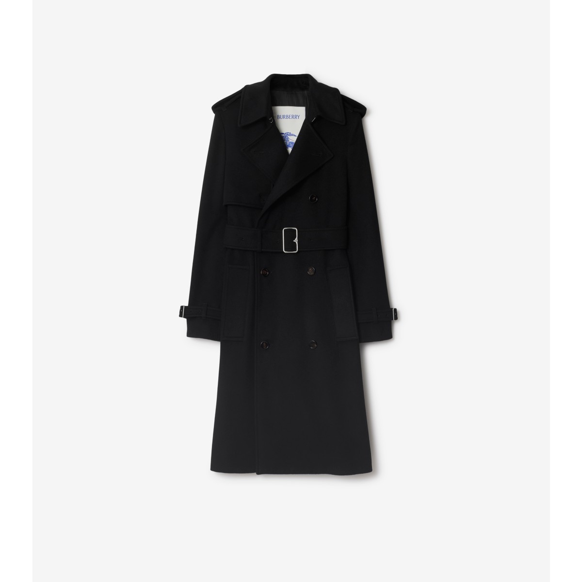 Shop Burberry Cashmere Trench Coat In Black