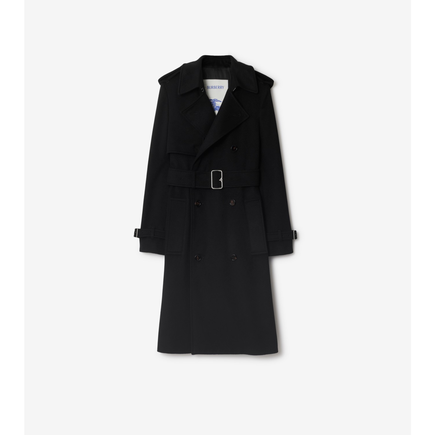 Long Cashmere Hillgate Trench Coat in Black Women Burberry Official