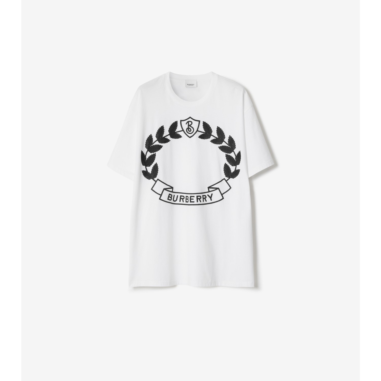 Oak Leaf Crest Cotton T-shirt in White - Women | Burberry® Official