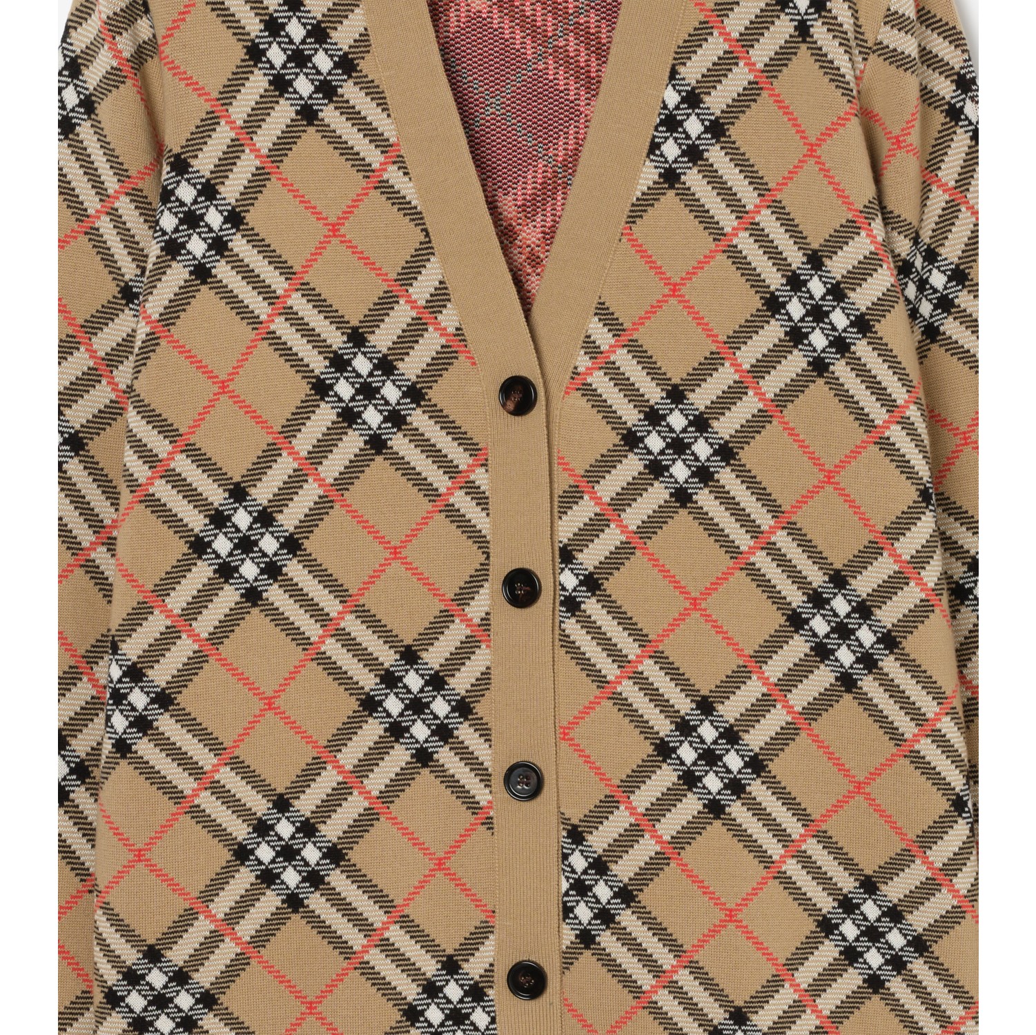 Baumwoll-Woll-Cardigan in Check