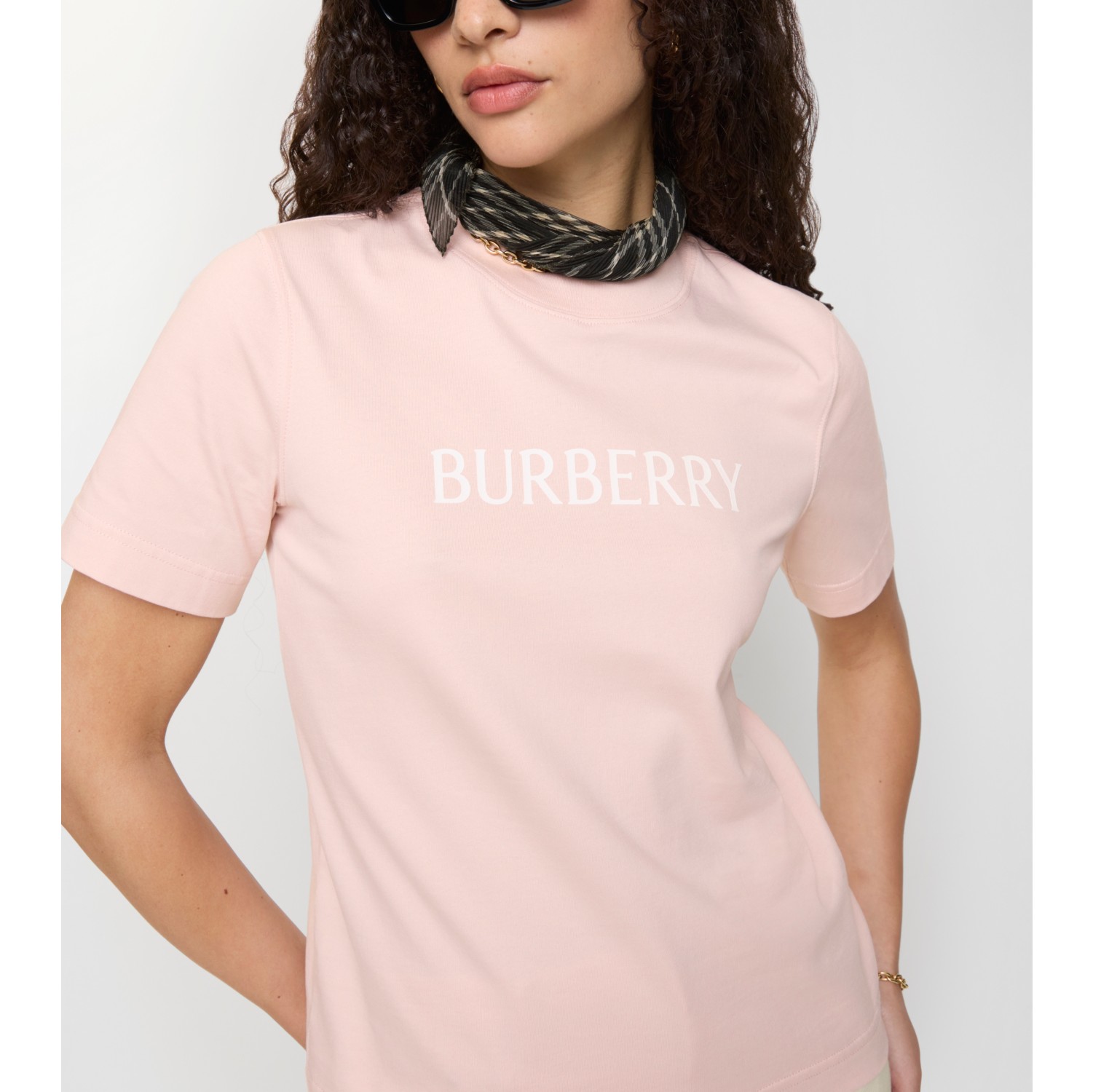 Logo Cotton T-shirt in Bouquet pink - Women | Burberry® Official