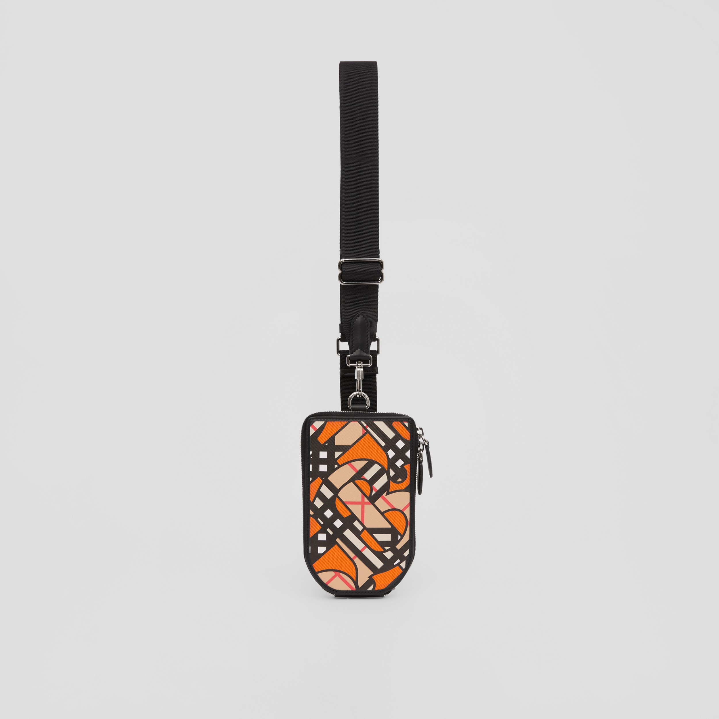 Monogram Linen Cotton Phone Case with Strap in Orange/multicolour | Burberry® Official - 1
