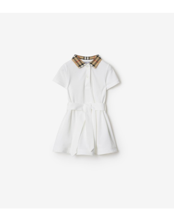 Check Collar Cotton Polo Shirt Dress