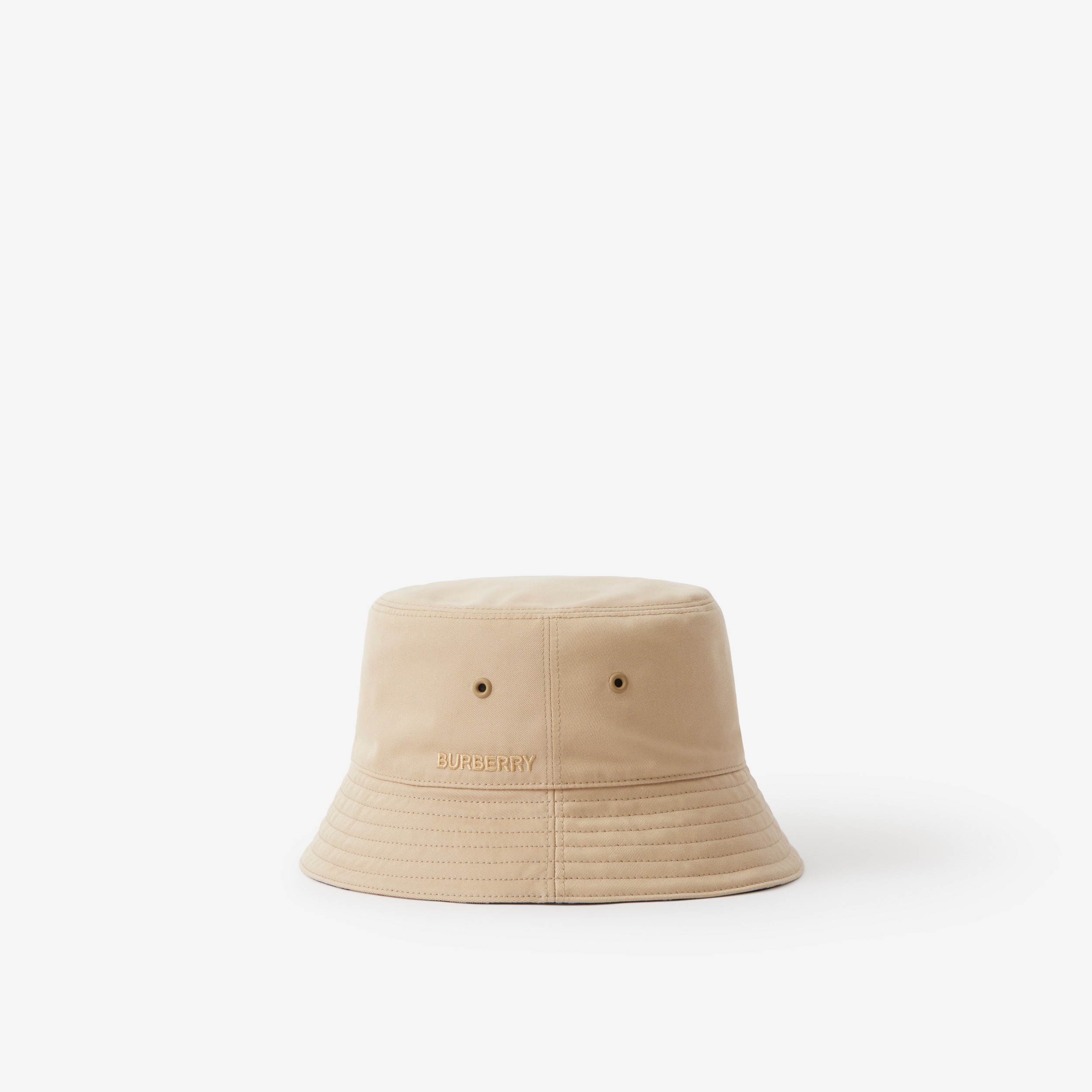 Embroidered Logo Cotton Gabardine Bucket Hat in Honey | Burberry® Official - 2