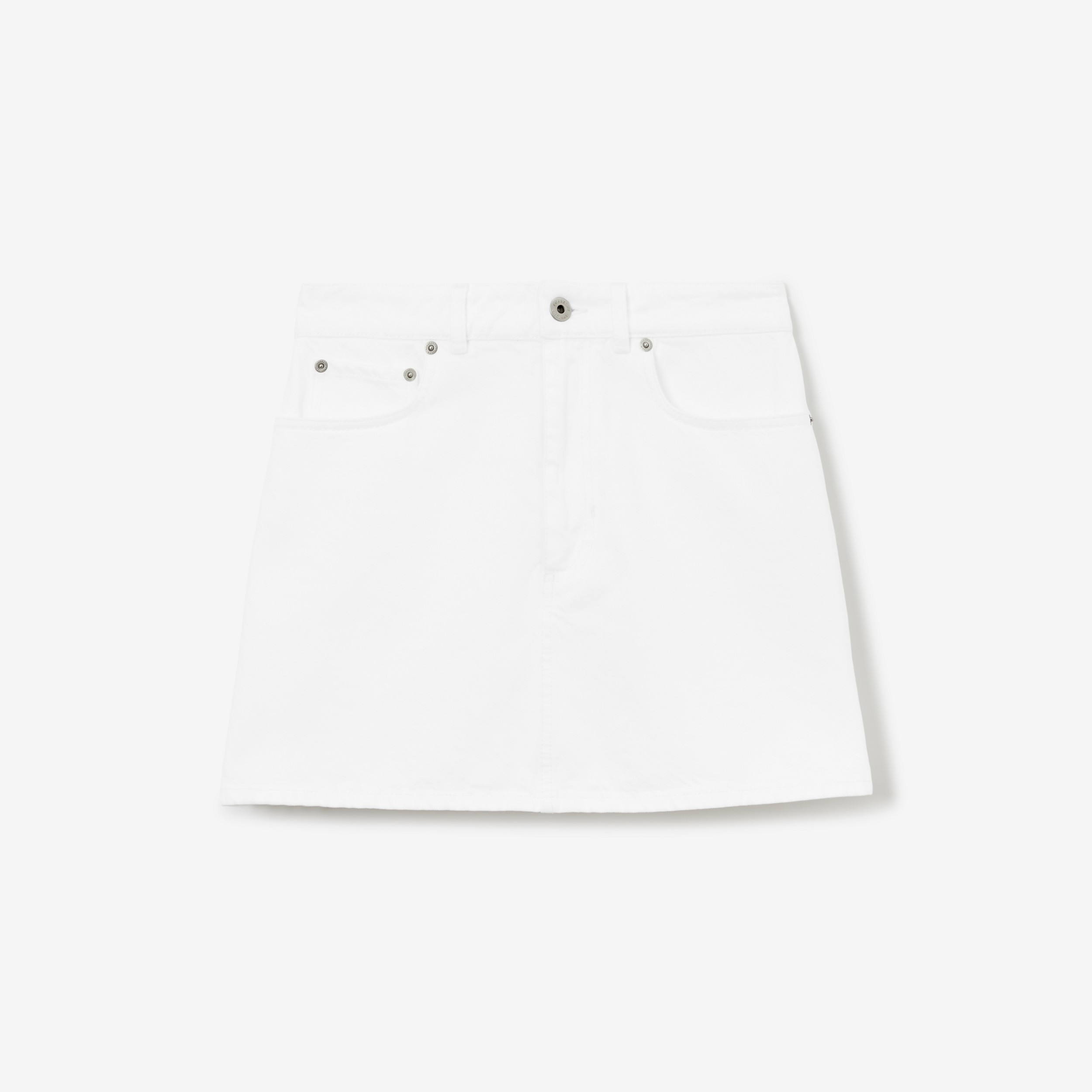 Minissaia jeans com bordado EKD (Branco) - Mulheres | Burberry® oficial - 1