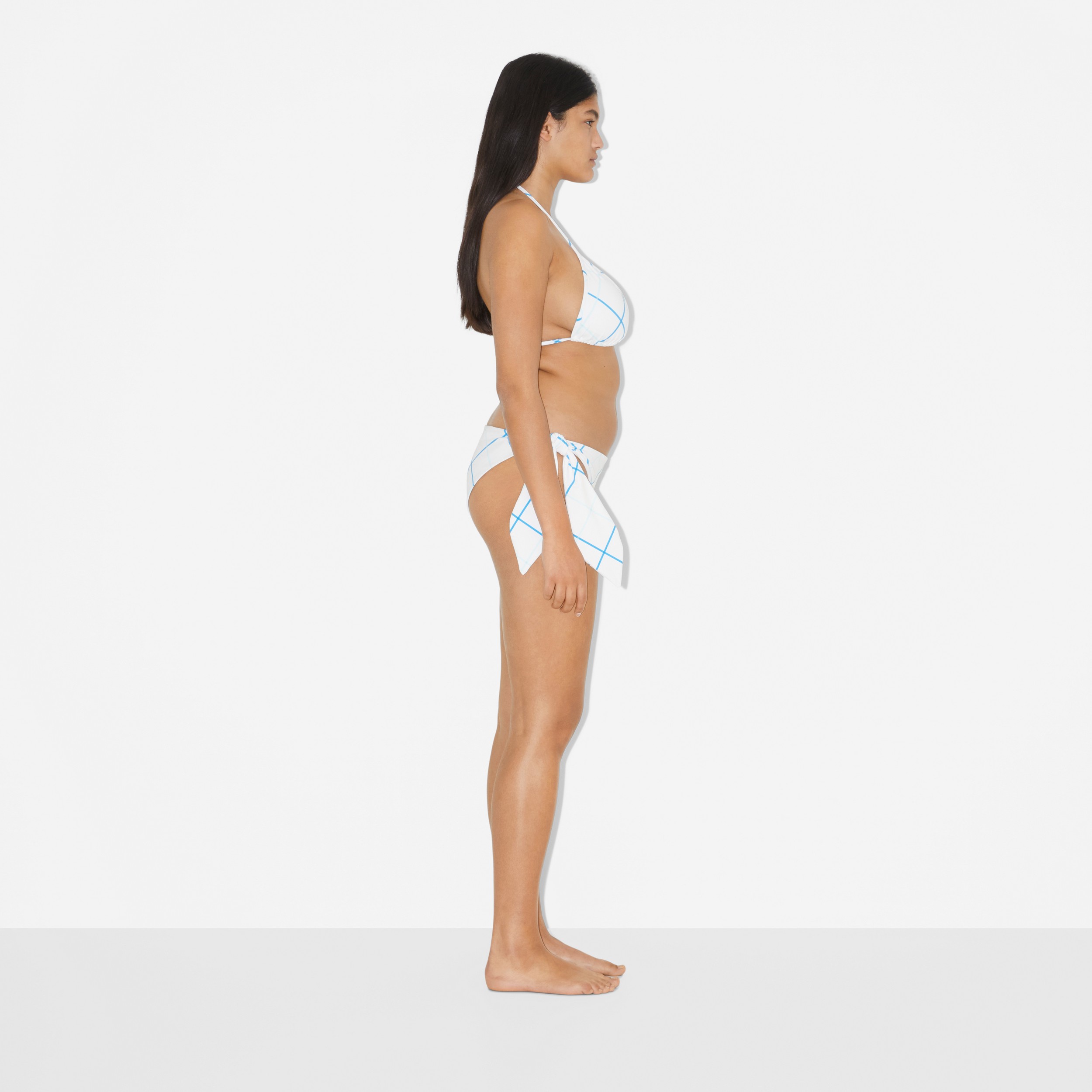 Bikini triangle en nylon stretch Check (Bleu Azur Vif) - Femme | Site officiel Burberry® - 3