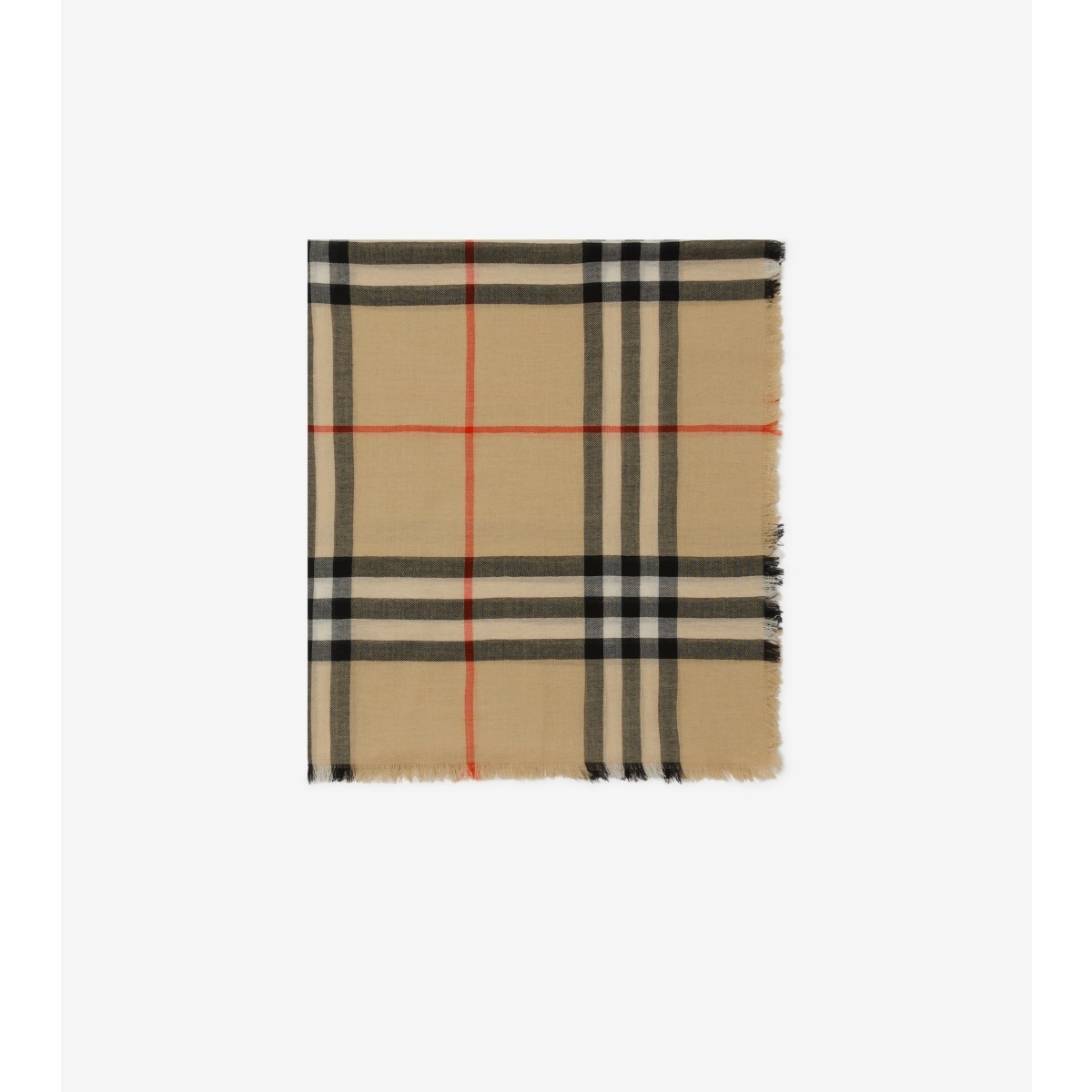 Shop Burberry Check Wool Scarf In Sand