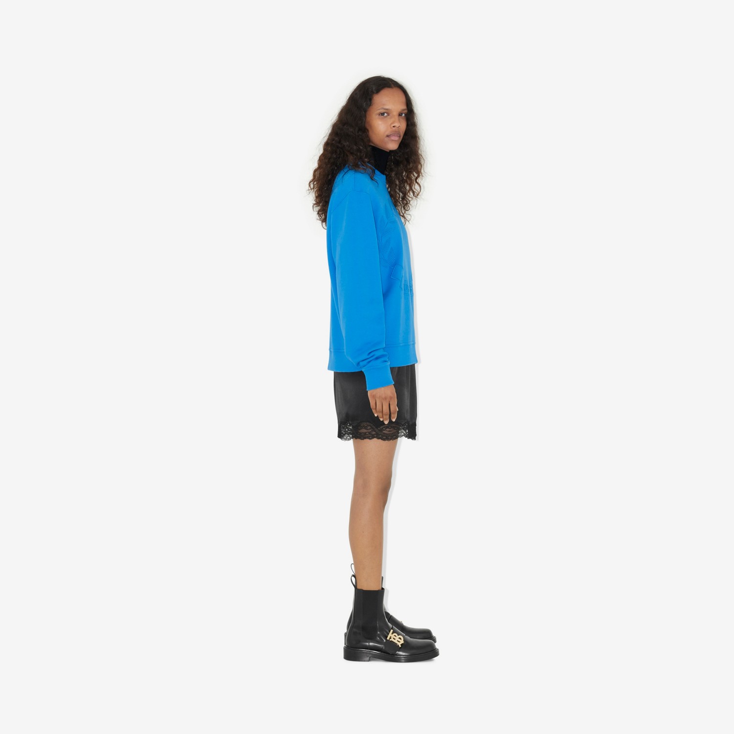 Baumwollsweatshirt mit gesticktem Eichenblatt-Emblem (Strahlendblau) - Damen | Burberry®