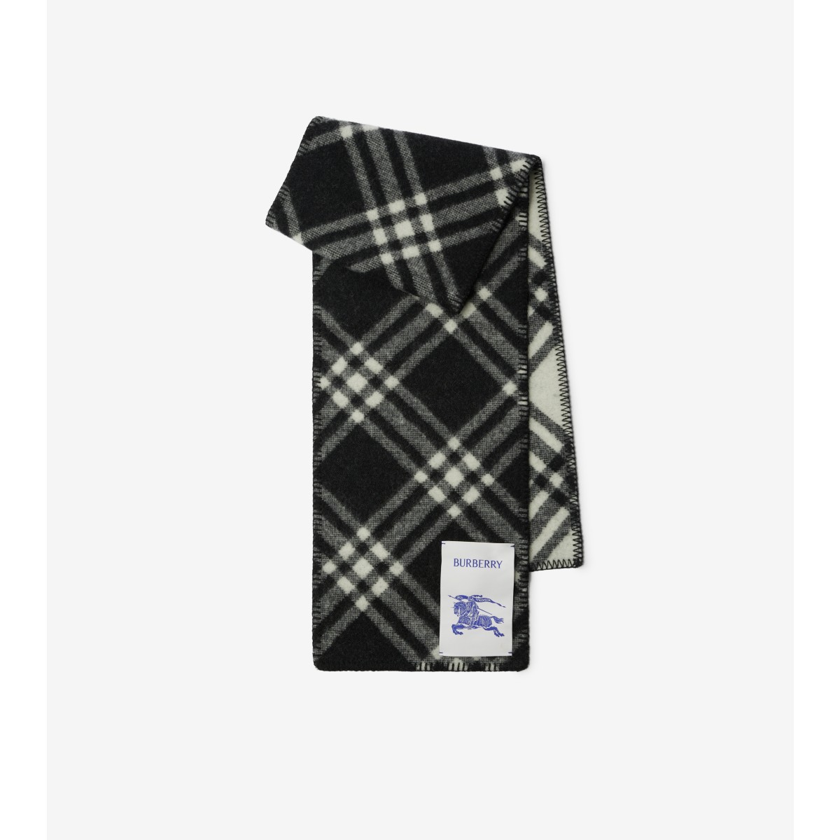 Burberry Check Wool Scarf In Black