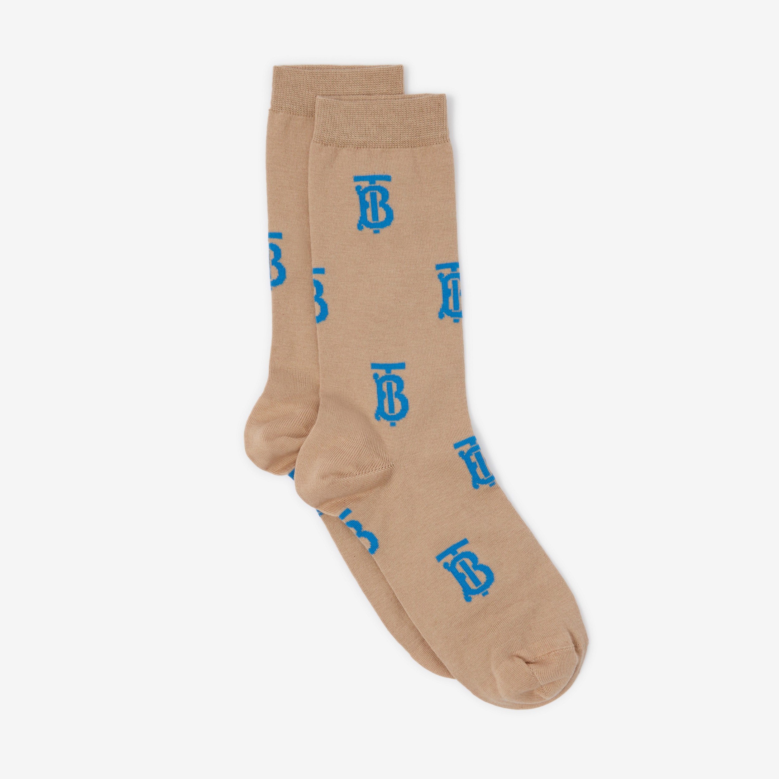 Monogram Motif Cotton Cashmere Blend Socks in Camel | Burberry® Official - 2
